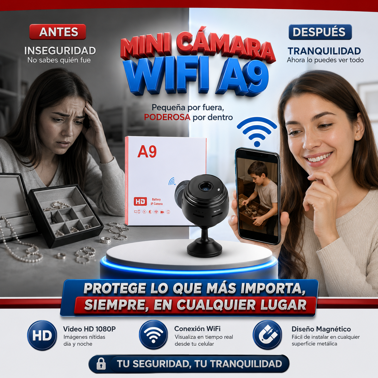 Mini Camara Wifi A9 Magnetica
