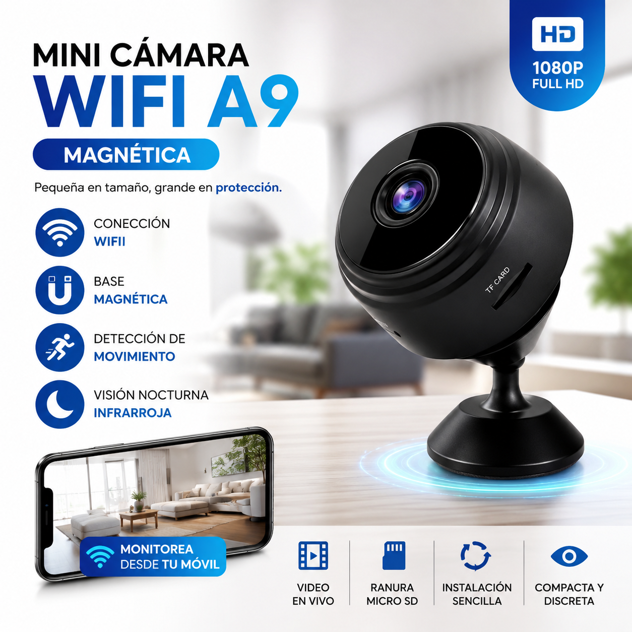 Mini Camara Wifi A9 Magnetica
