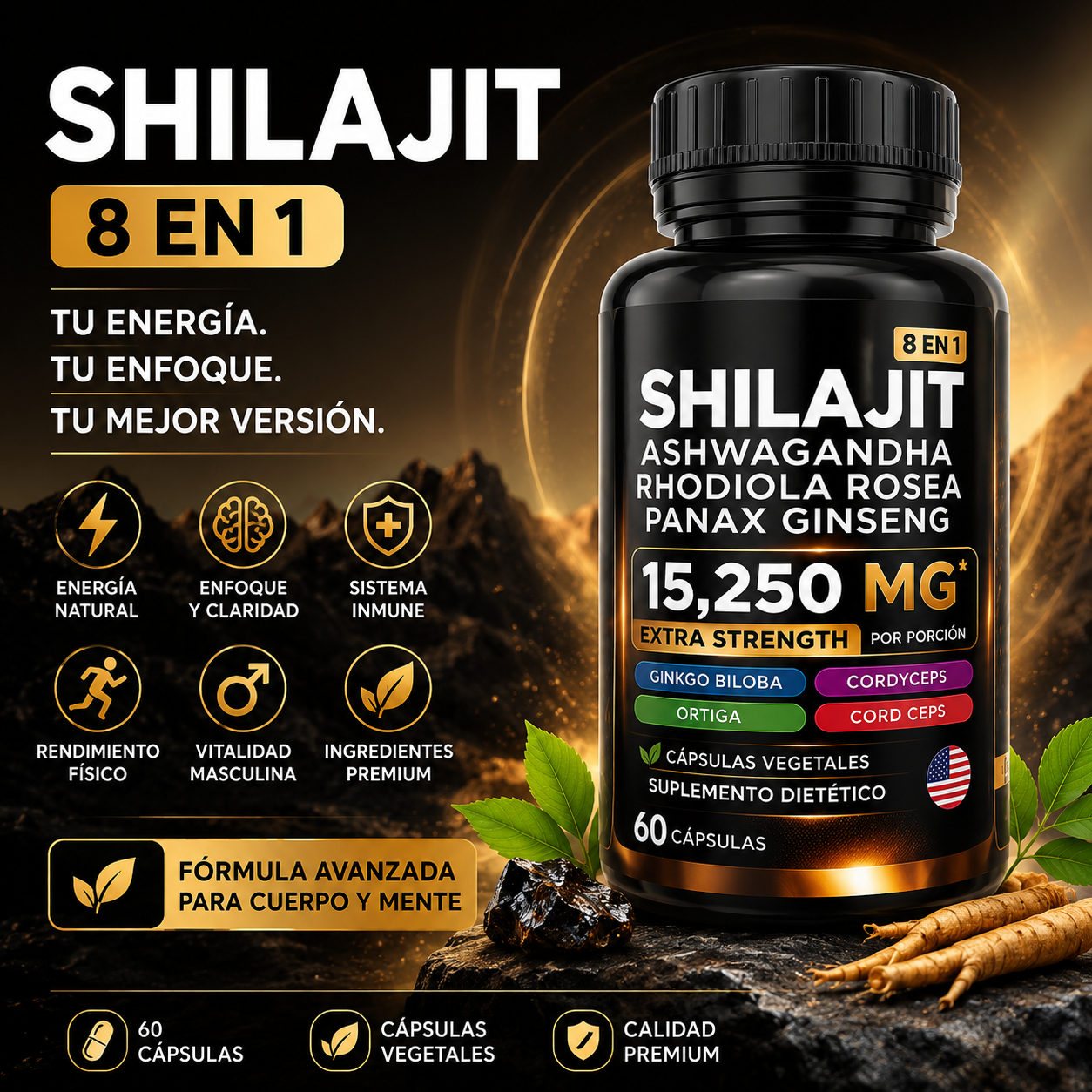 Shilajit 8 En 1 con Awasgandha