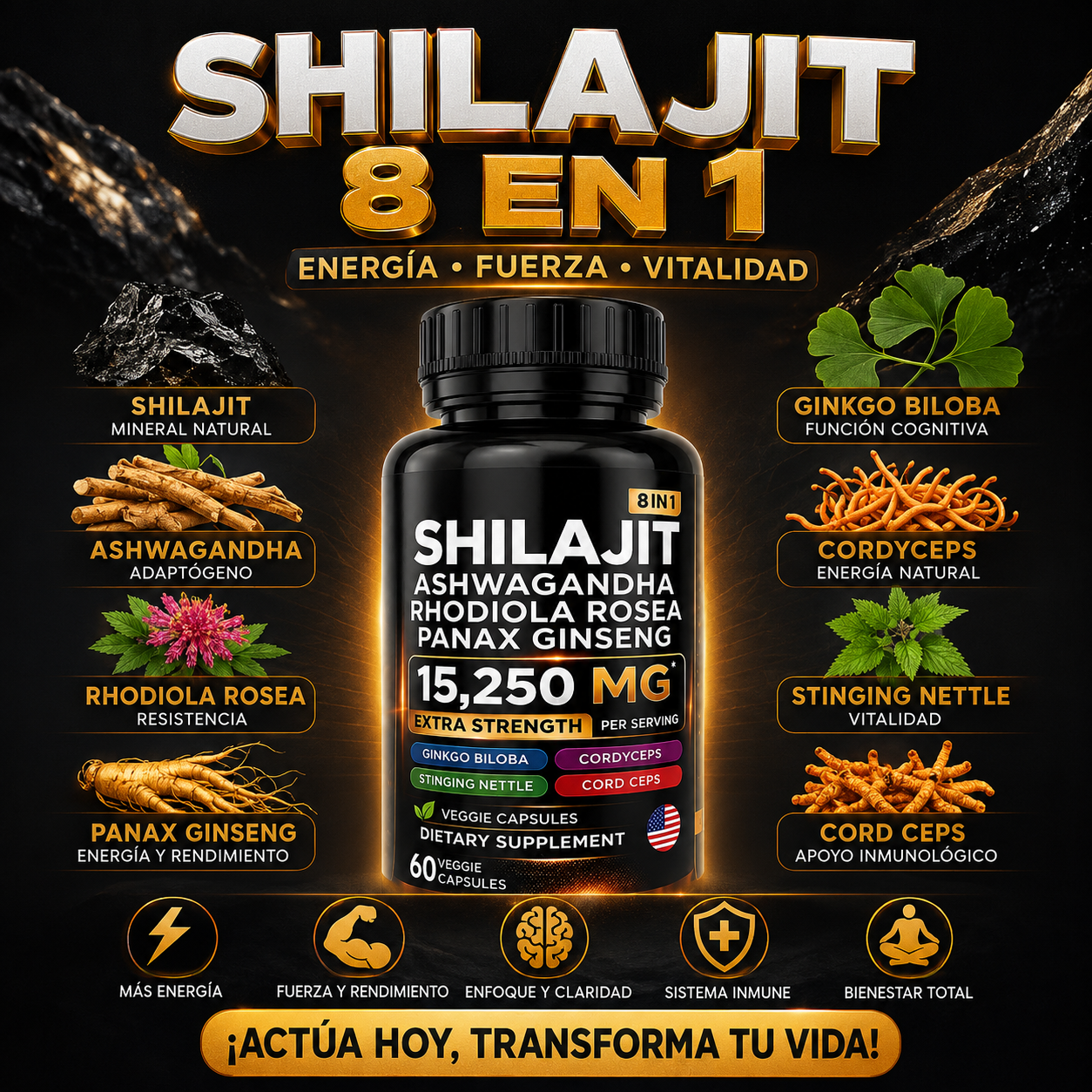 Shilajit 8 En 1 con Awasgandha