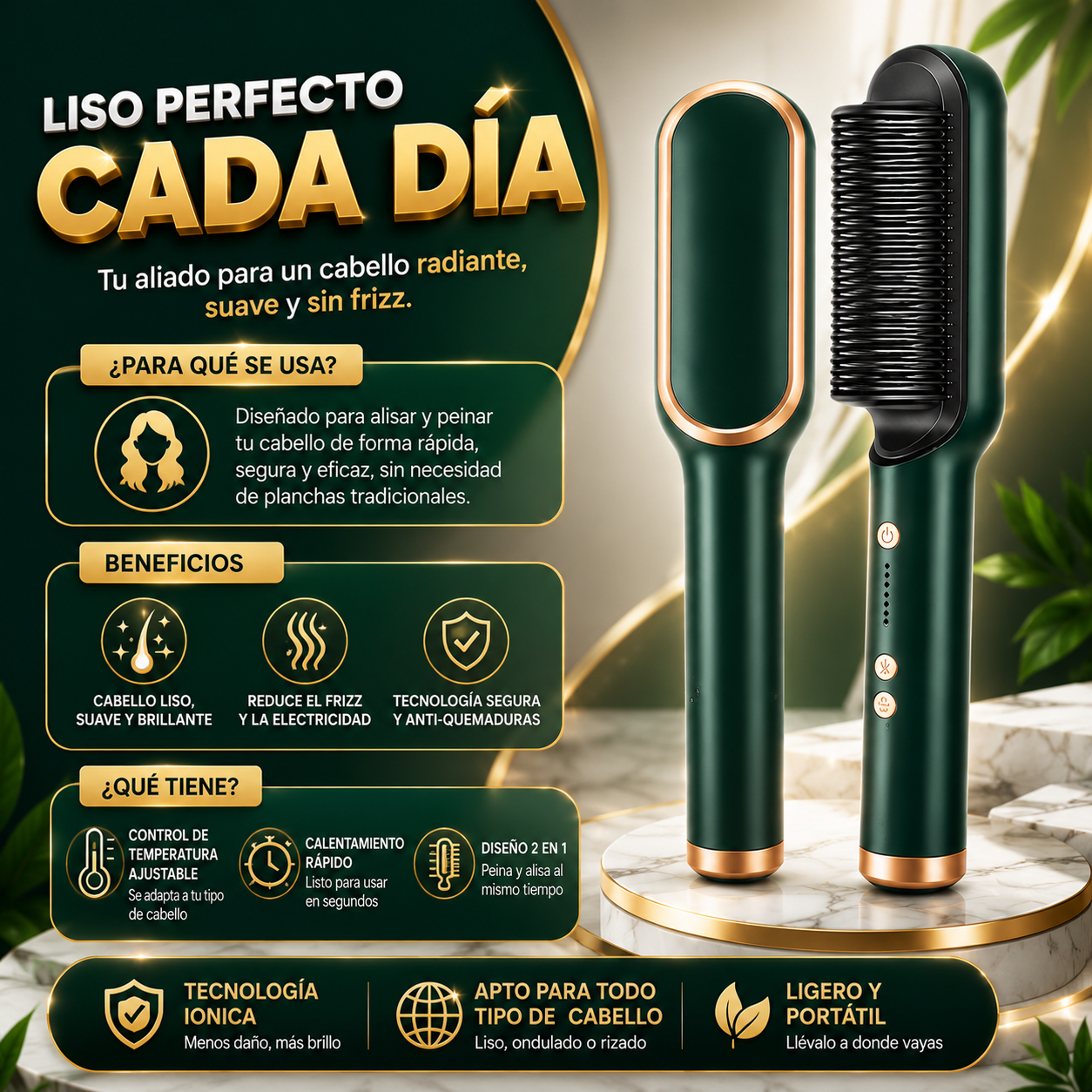 Plancha Cepillo Peine Alisador de Cabellos