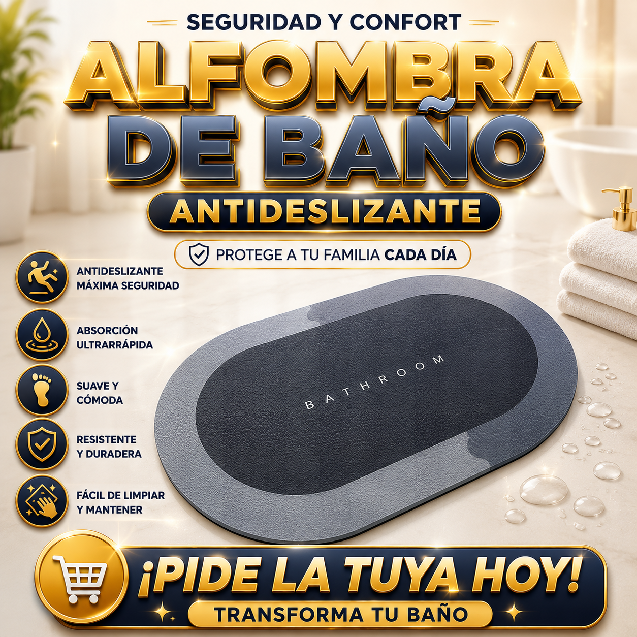 Alfombra De Baño Antideslizante