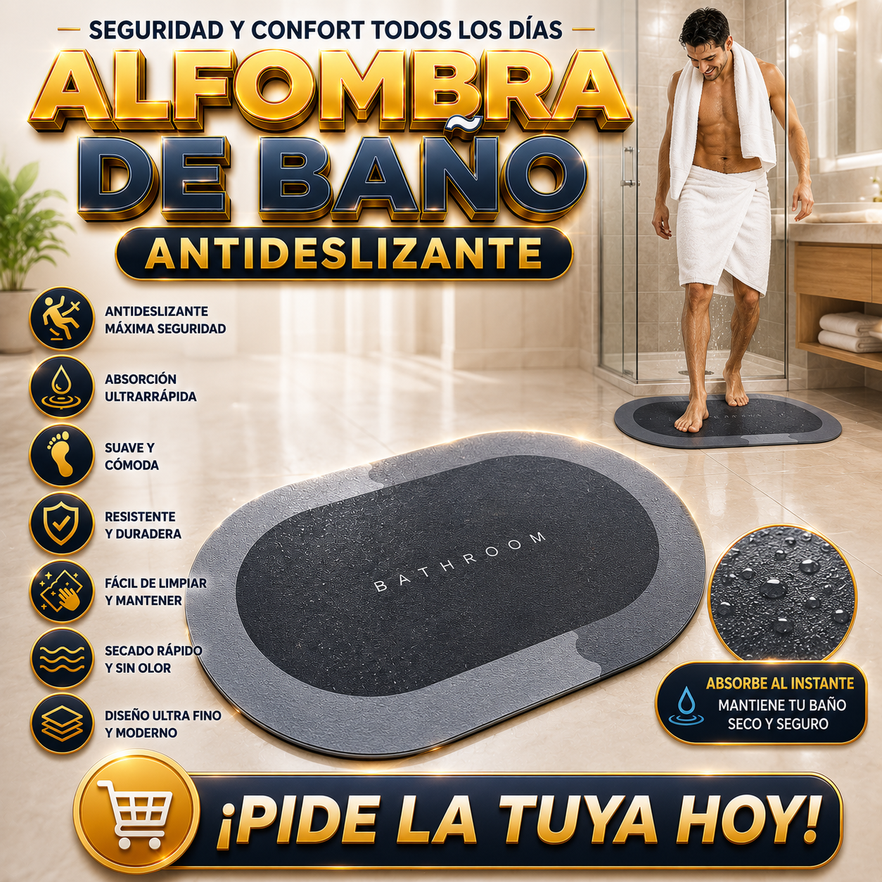 Alfombra De Baño Antideslizante